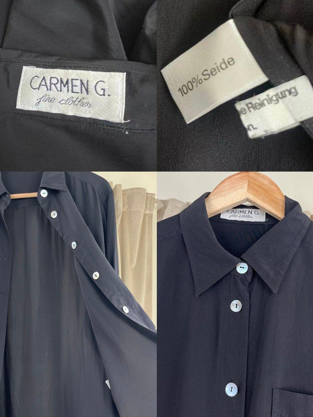 Vintage Carmen G. Black Silk Blouse Shirt