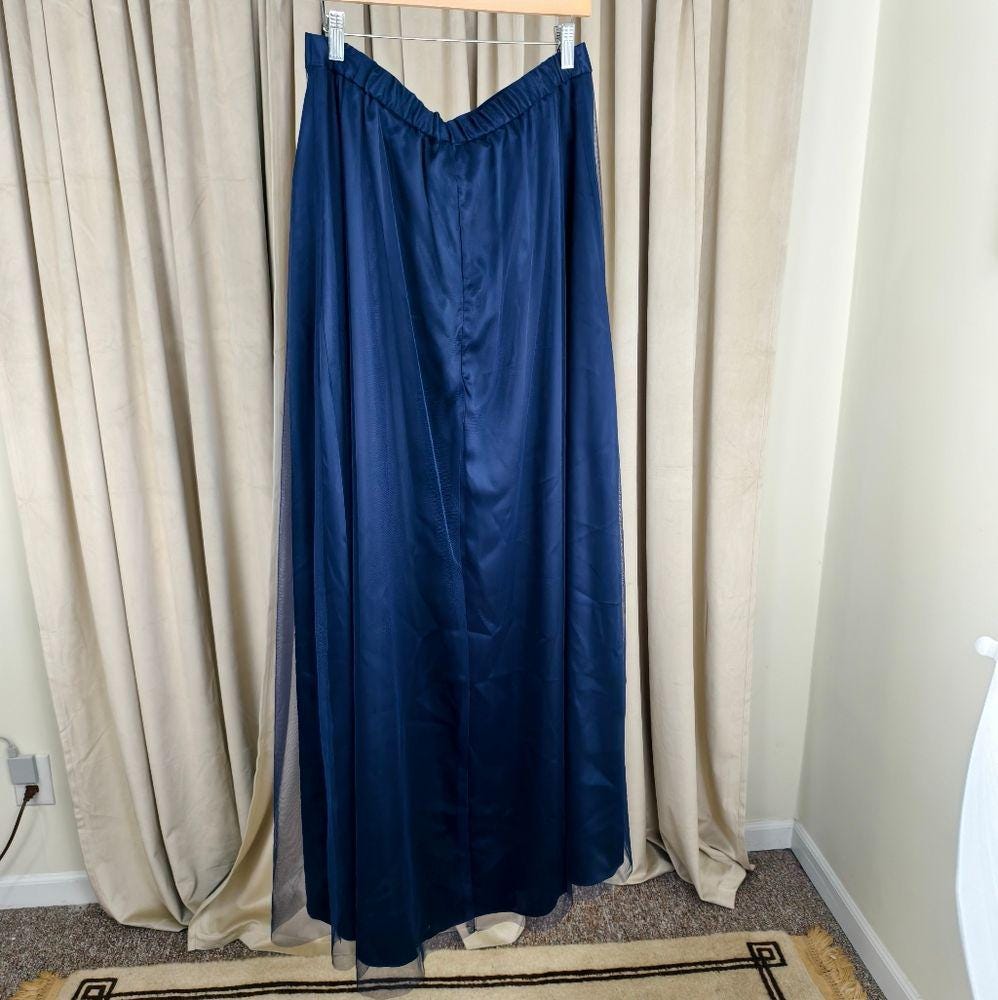 NWT MARINA Navy Blue Maxi Tulle Skirt
