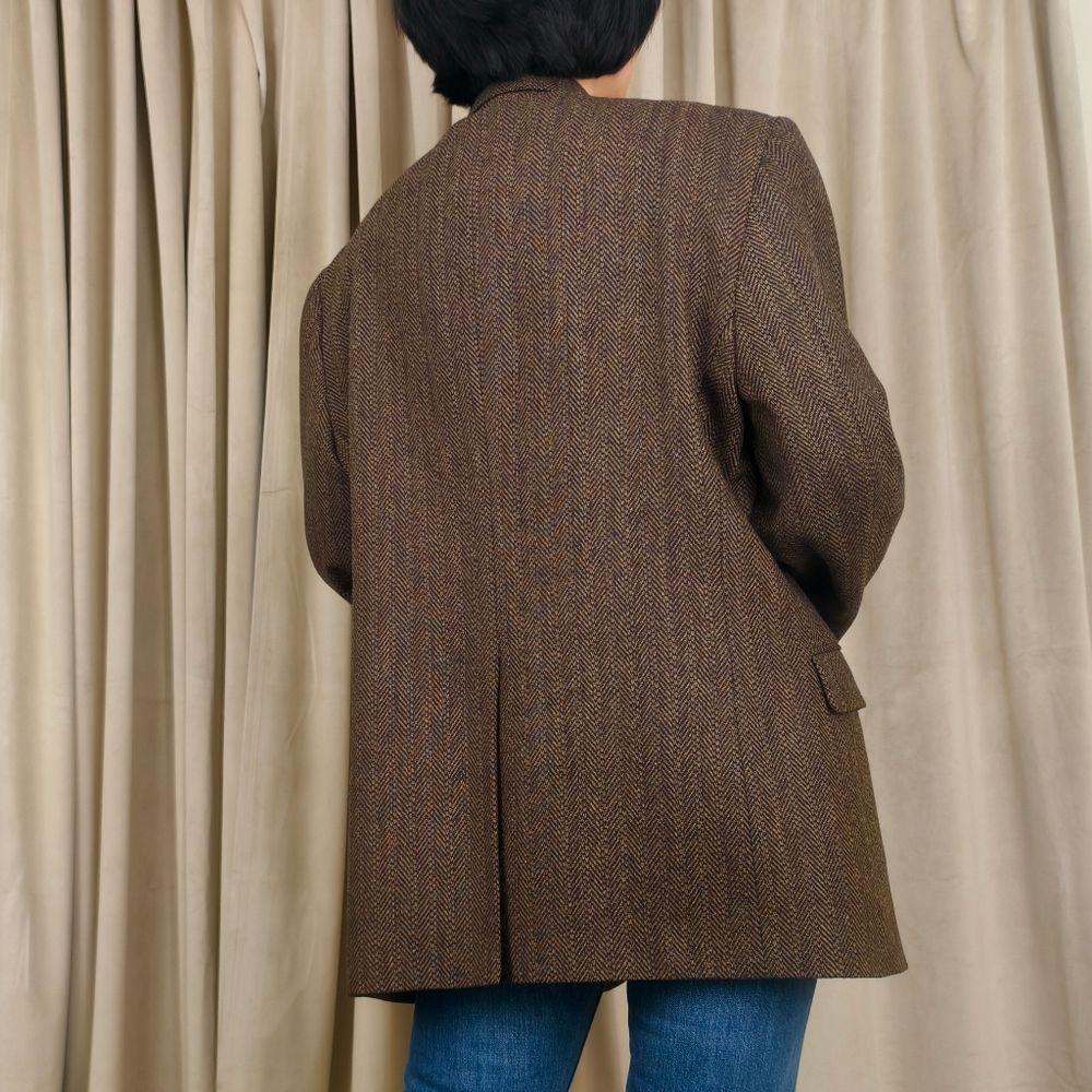 Vintage Wool Brown Tweed Oversized Boyfriend Blazer