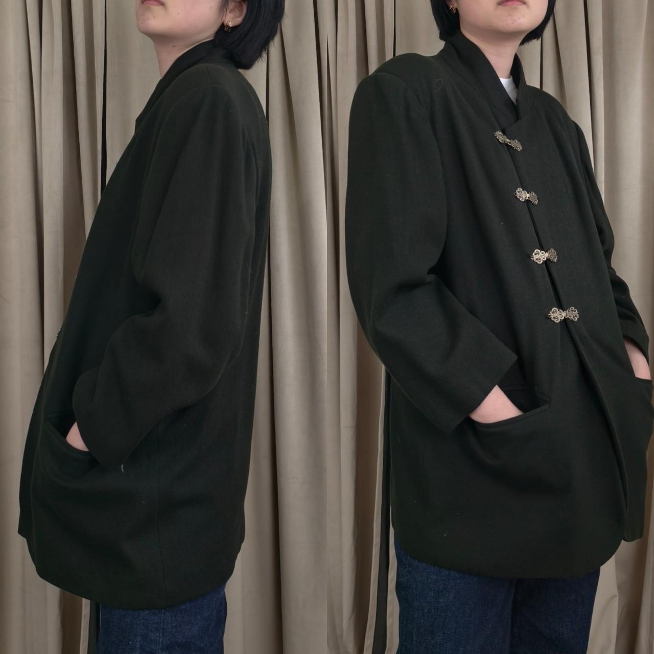 Reworked Vintage Green Blazer Madarin Tang Jacket