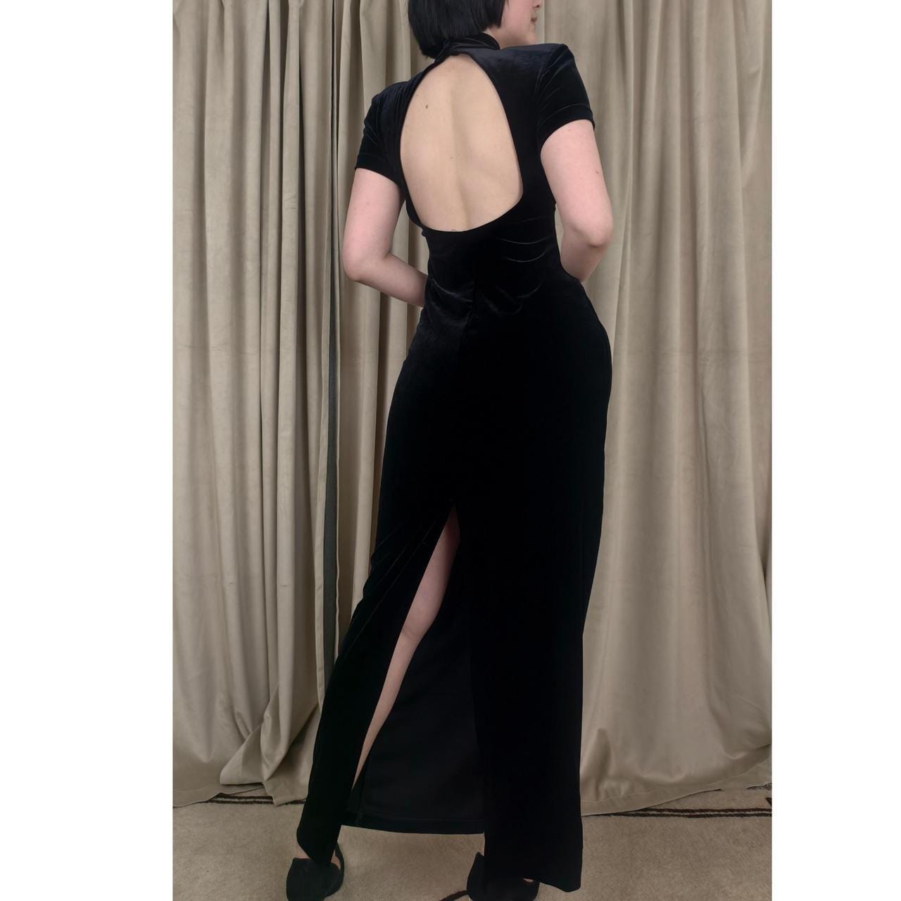 Vintage Ashlee Black Velvet Maxi Dress