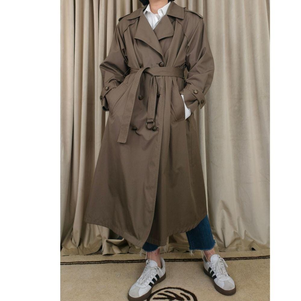 Vintage Fog London Fog Dark Brown Khaki Trench Coat with Detachable Lining