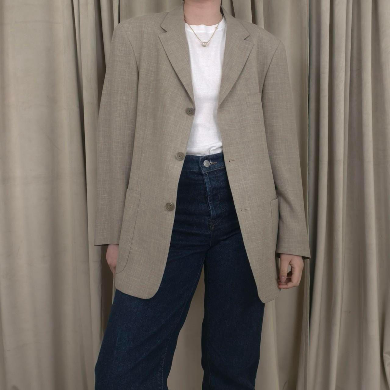 Vintage Beige Oversized Boyfriend Blazer