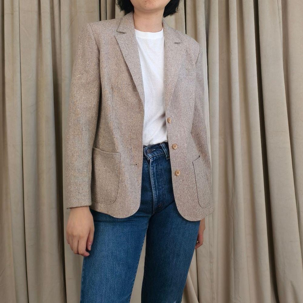 Vintage Beige Tweed Wool Pendleton Blazer
