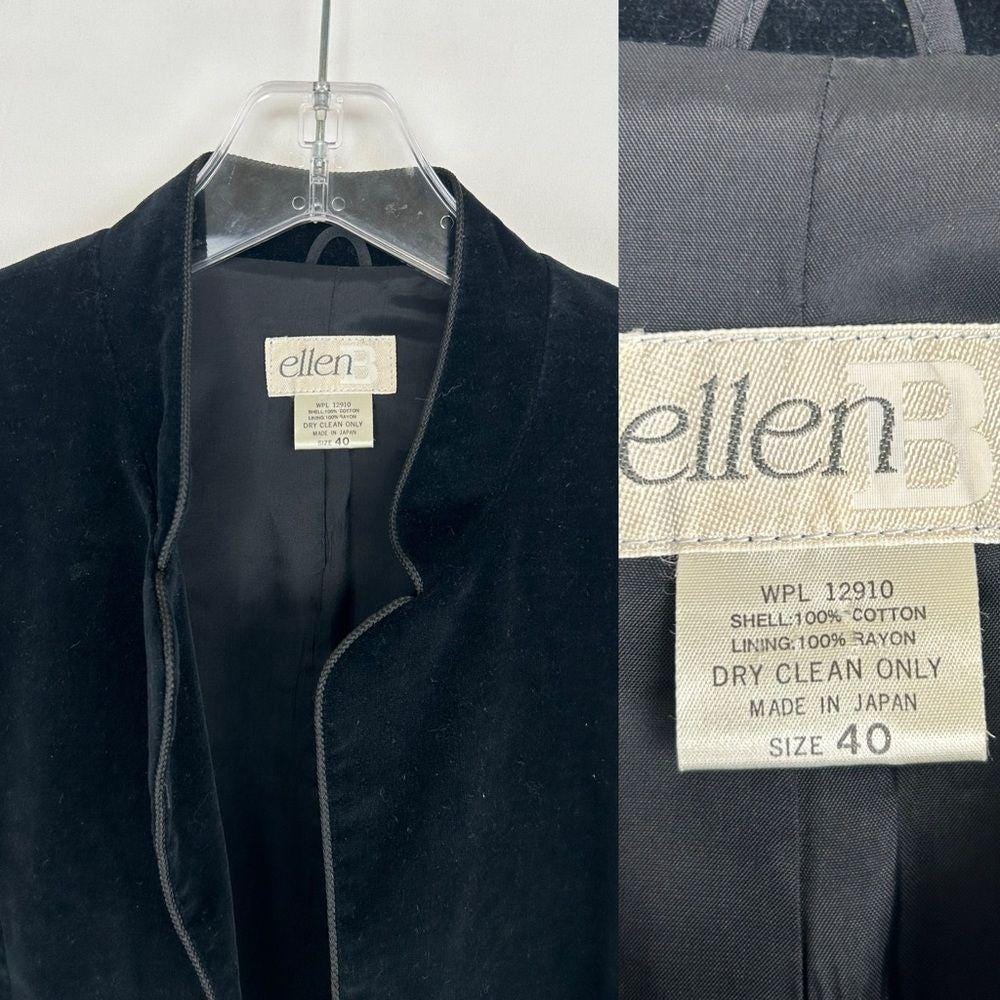 Vintage Ellen B Black Velvet Blazer