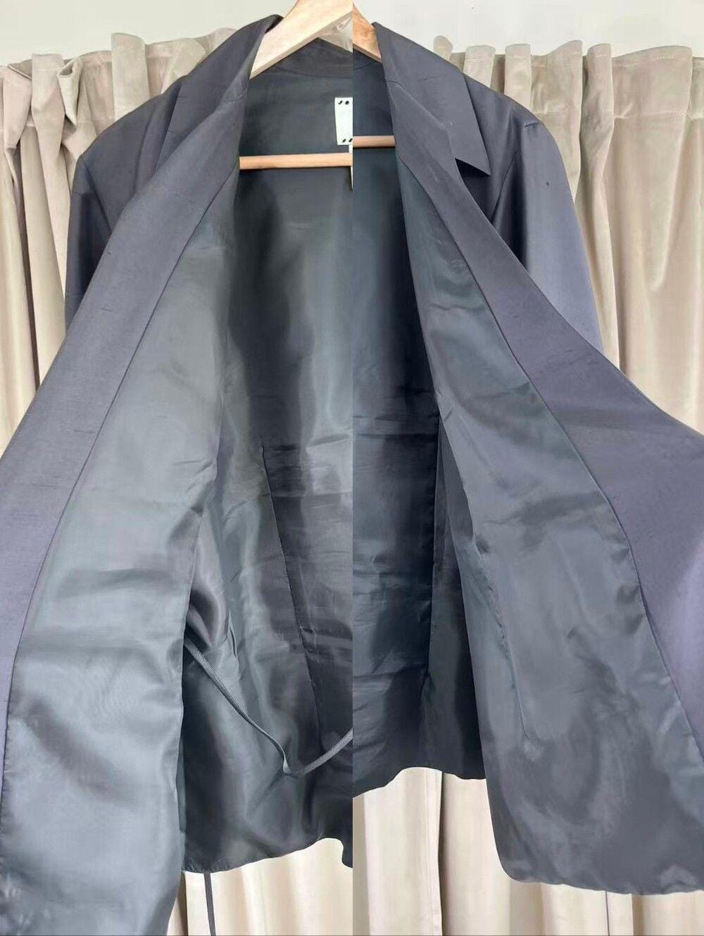 Vintage Grey Silk Shantung Wrap Blouse Shacket