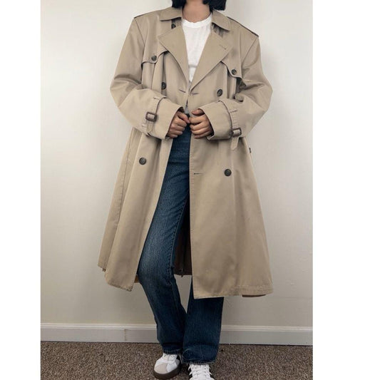 Vintage Annie Double Breasted Tan Trench Coat with Detachable Lining