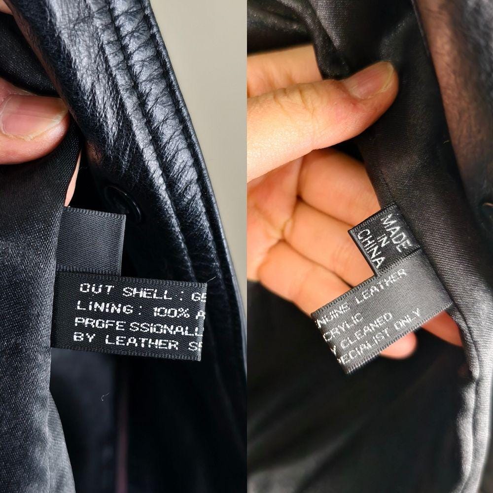 Vintage Black Leather Jacket Belted Trench