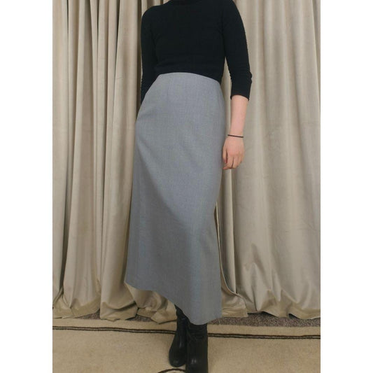 Ann Taylor Gray Wool Full Length Maxi Pencil Skirt