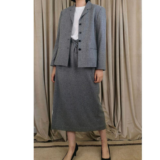 Liz Claiborne Collection Gray Midi Skirt Suit Set