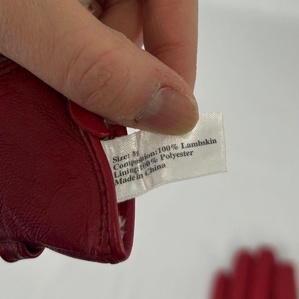 Vintage Red Lambskin Gloves with Faux Fur Lining