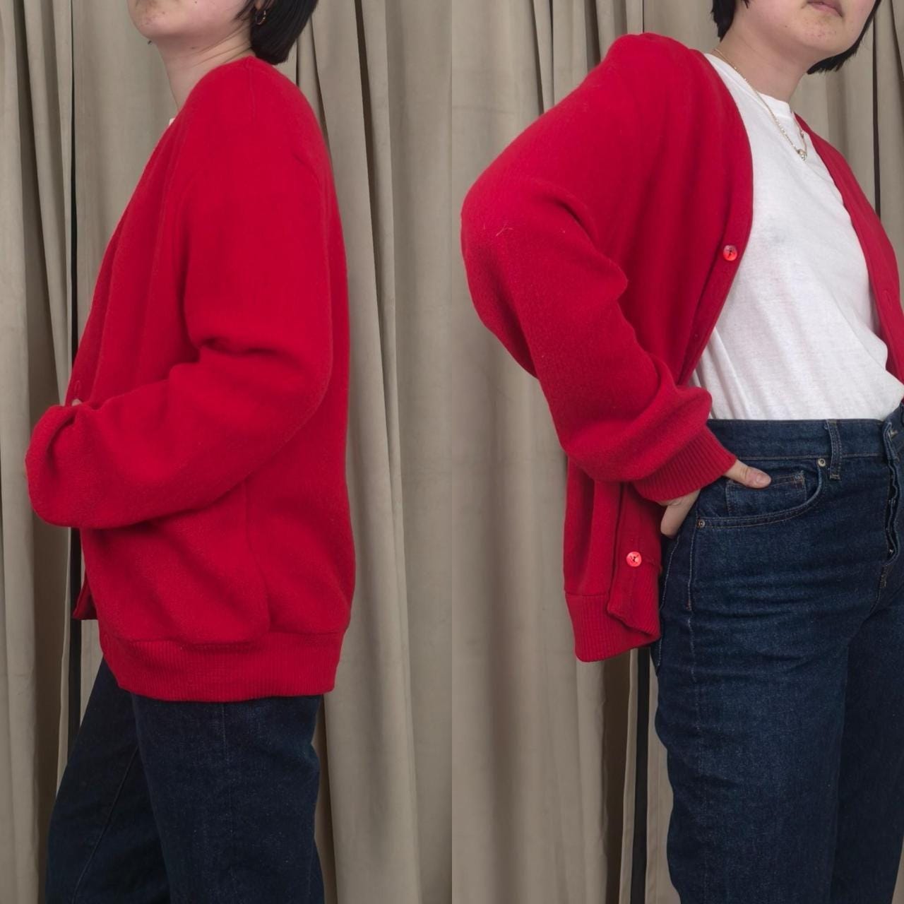 Vintage Robert Brice Red Wool Cardigan