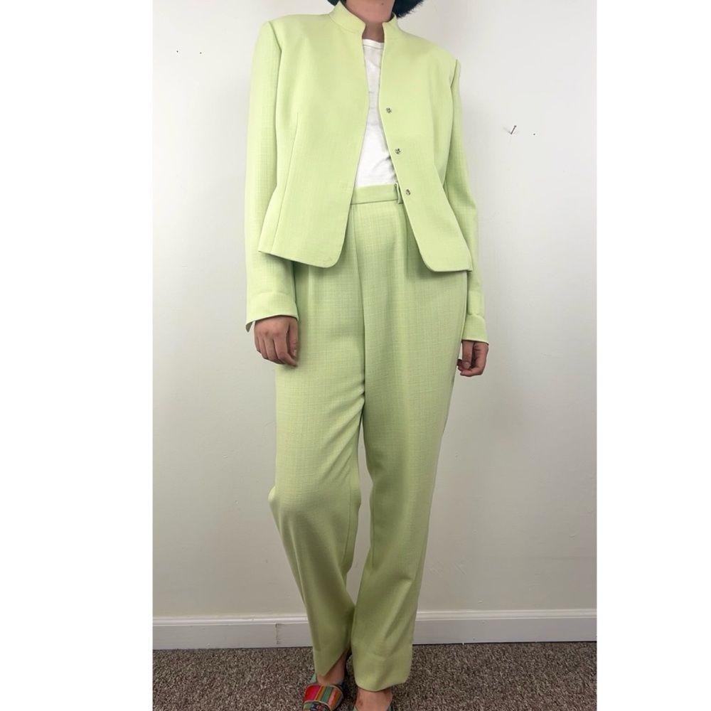 Vintage Carlisle Chartreuse Bright Green Pantsuit