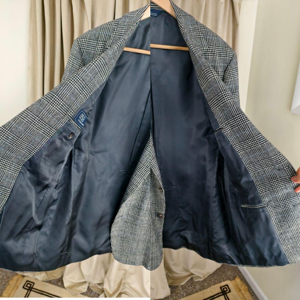 Vintage Polo by Ralph Lauren Black and Gray Boyfriend Men's Plaid Pant Suit
