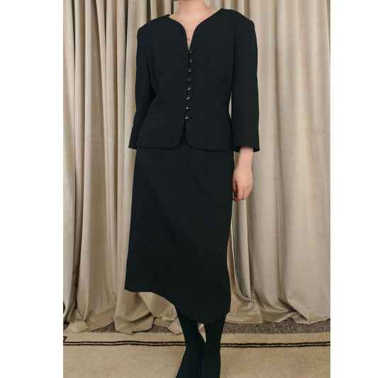 Vintage Sag Harbor Elegant Black Skirt Suit