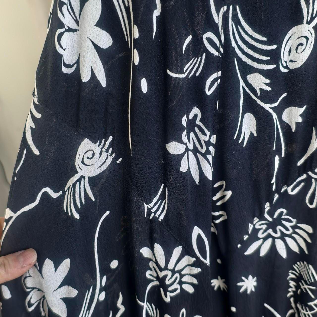 Vintage Nostalgia Black and White Doodle Floral Summer Dress