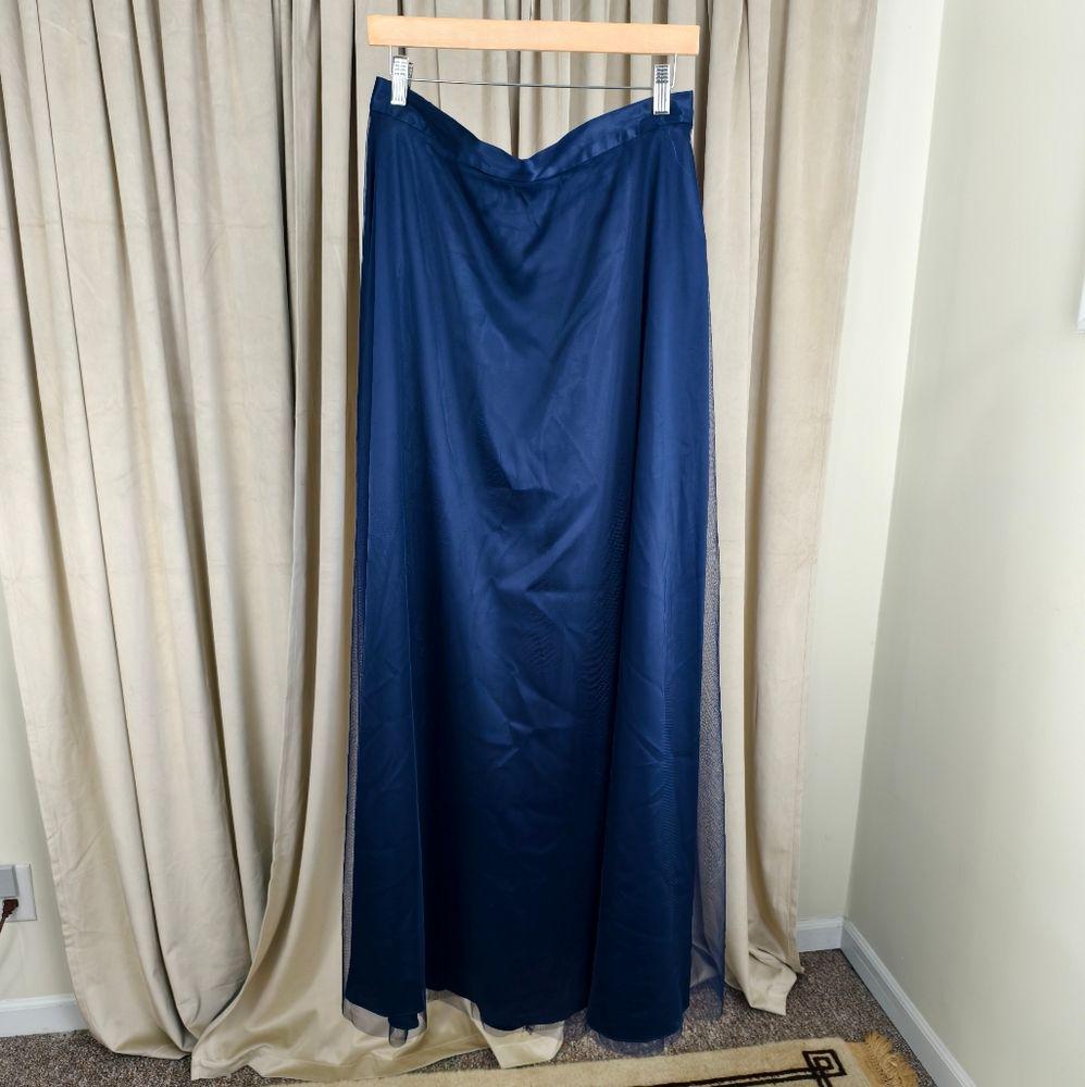 NWT MARINA Navy Blue Maxi Tulle Skirt