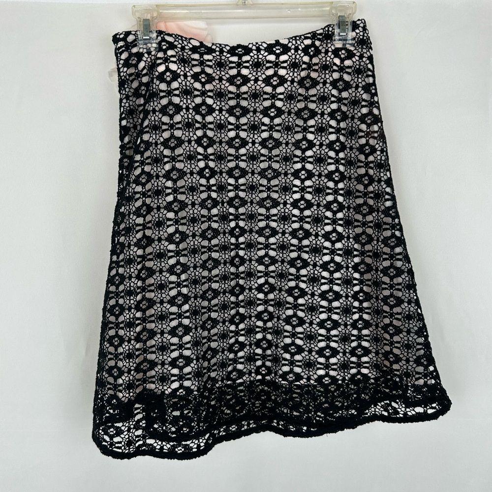 Trina Turk Black Lace Mini Skirt with Flower Brooch
