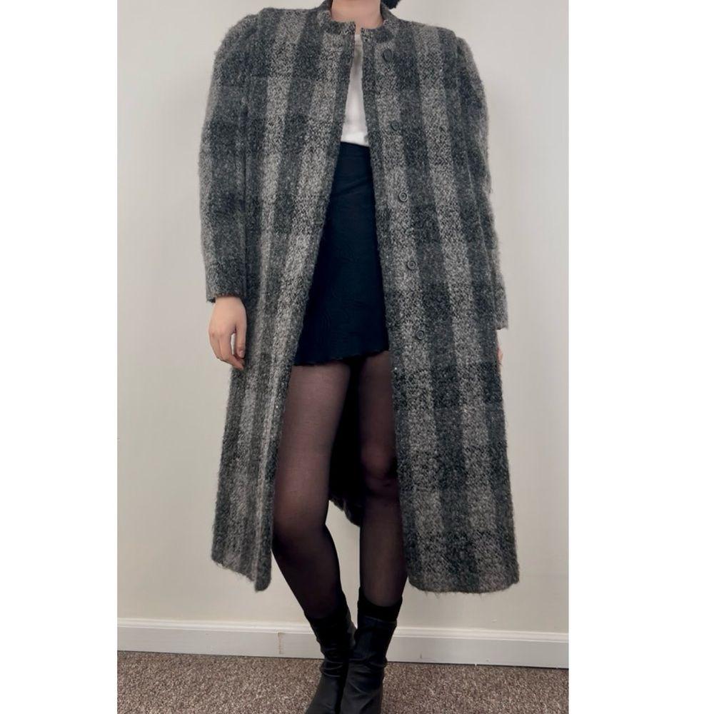 Vintage Dillon Grey Plaid Wool Overcoat with Matching Scarf