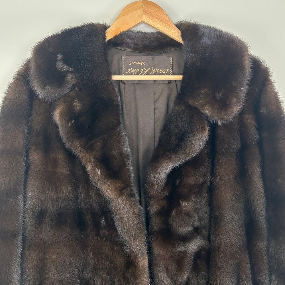 Vintage Fur by Robert Detroit Dark Brown Genuine Mink Full Length Coat Overcoat