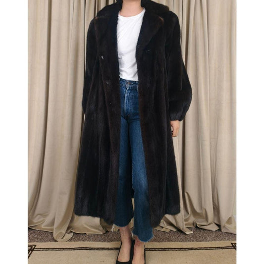 Vintage AJ Gervais Luxurious Black Dark Brown Long Mink Coat