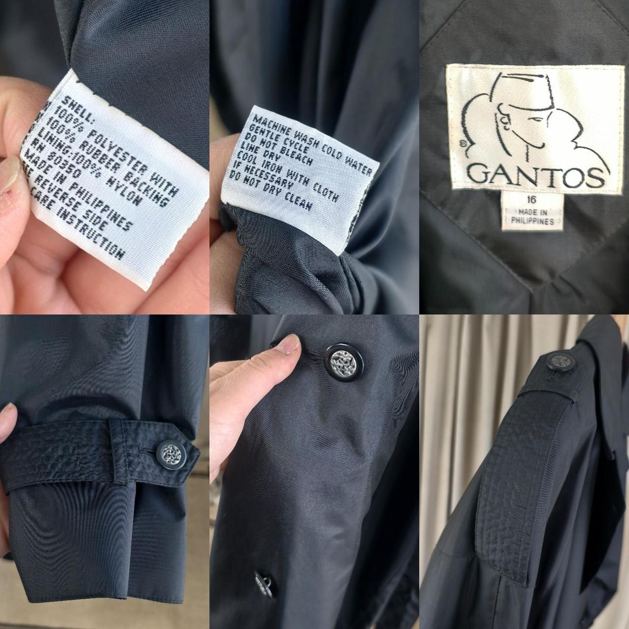 Vintage Gantos Full Length Black Trench Coat Rain Coat