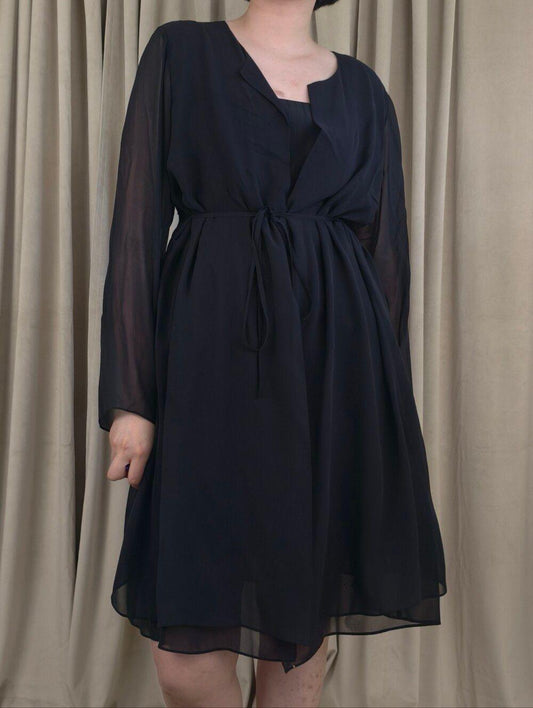Eileen Fisher Black Silk Sheer Cover Up Jacket