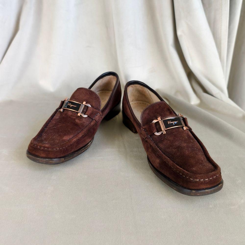 Vintage Salvatore Ferragamo Sport Brown Suede Loafers