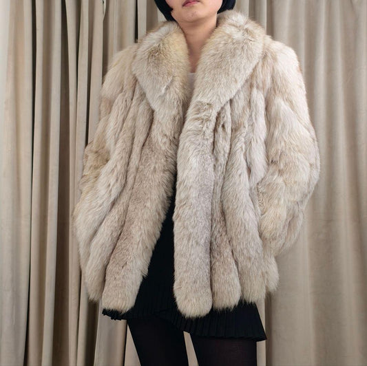 Vintage Saga Fox Beige Cream Fur Coat