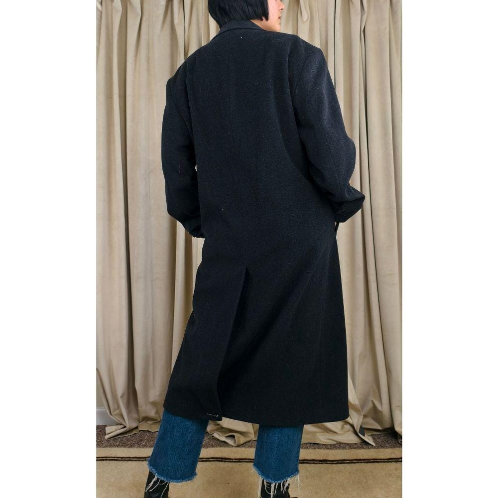 Vintsge Andrew Fezza Charcoal Dark Grey Cashmere Blend Full Length Overcoat