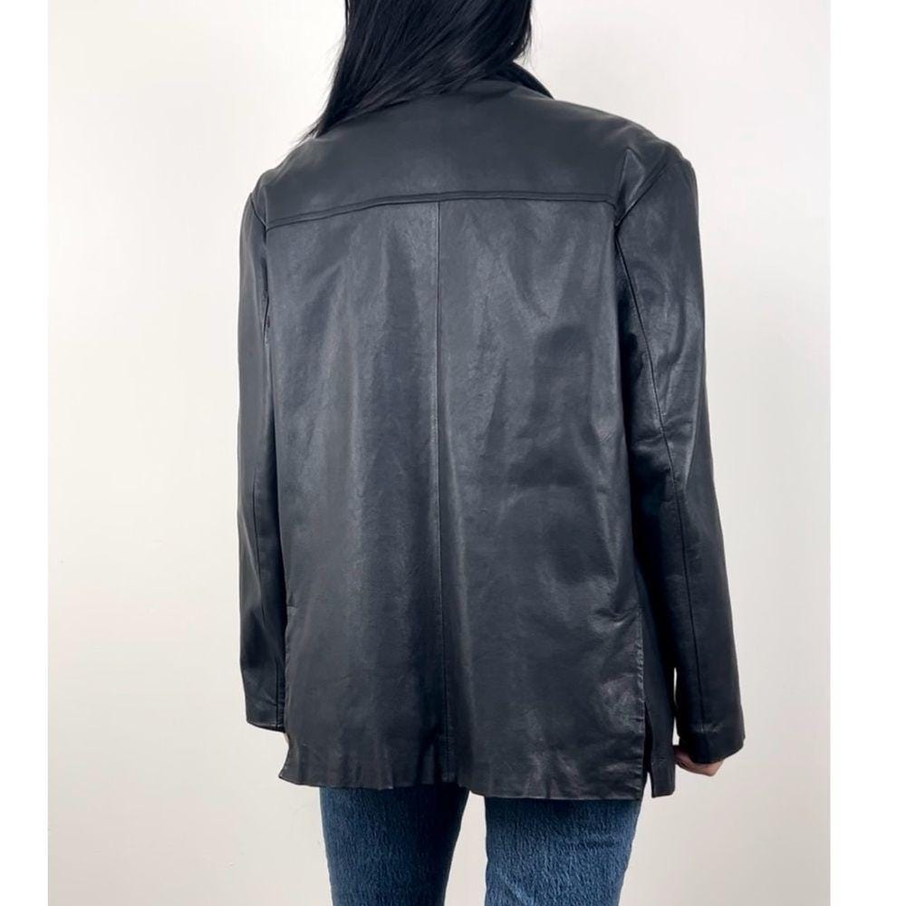 Vintage Black Genuine Leather Jacket with Detachable Faux Fur Lining