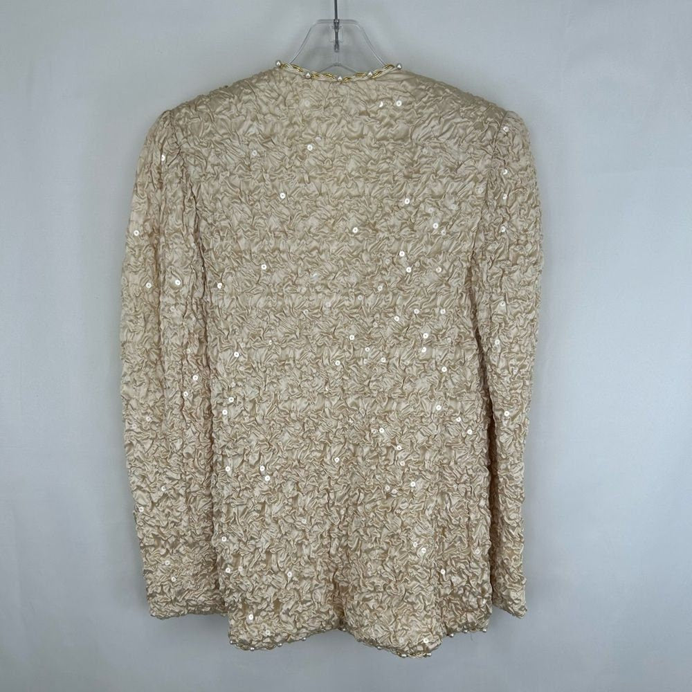 Vintage Farinea Collections Cream Blazer Jacket with Faux Pearl Detailing