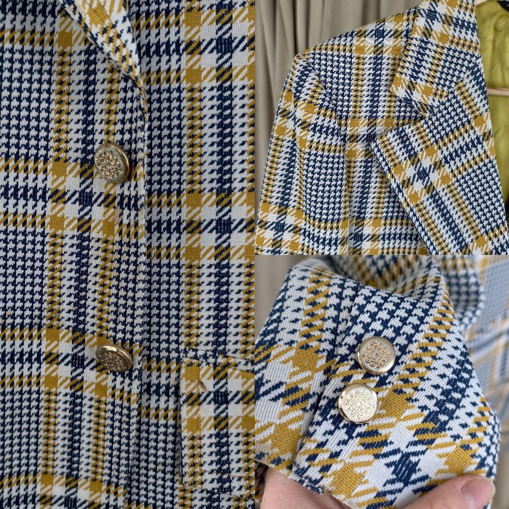 Vintage Blue and Yellow Plaid Boyfriend Blazer