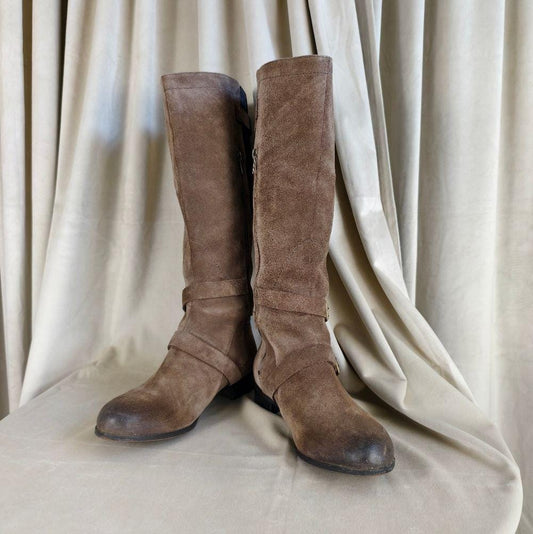 UGG Sydnee Shearling Brown Leather Knee-High Riding Boots