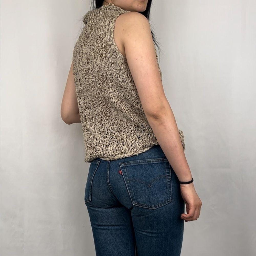 Banana Republic Silk Loose Weave Sleeveless Mock Neck Top