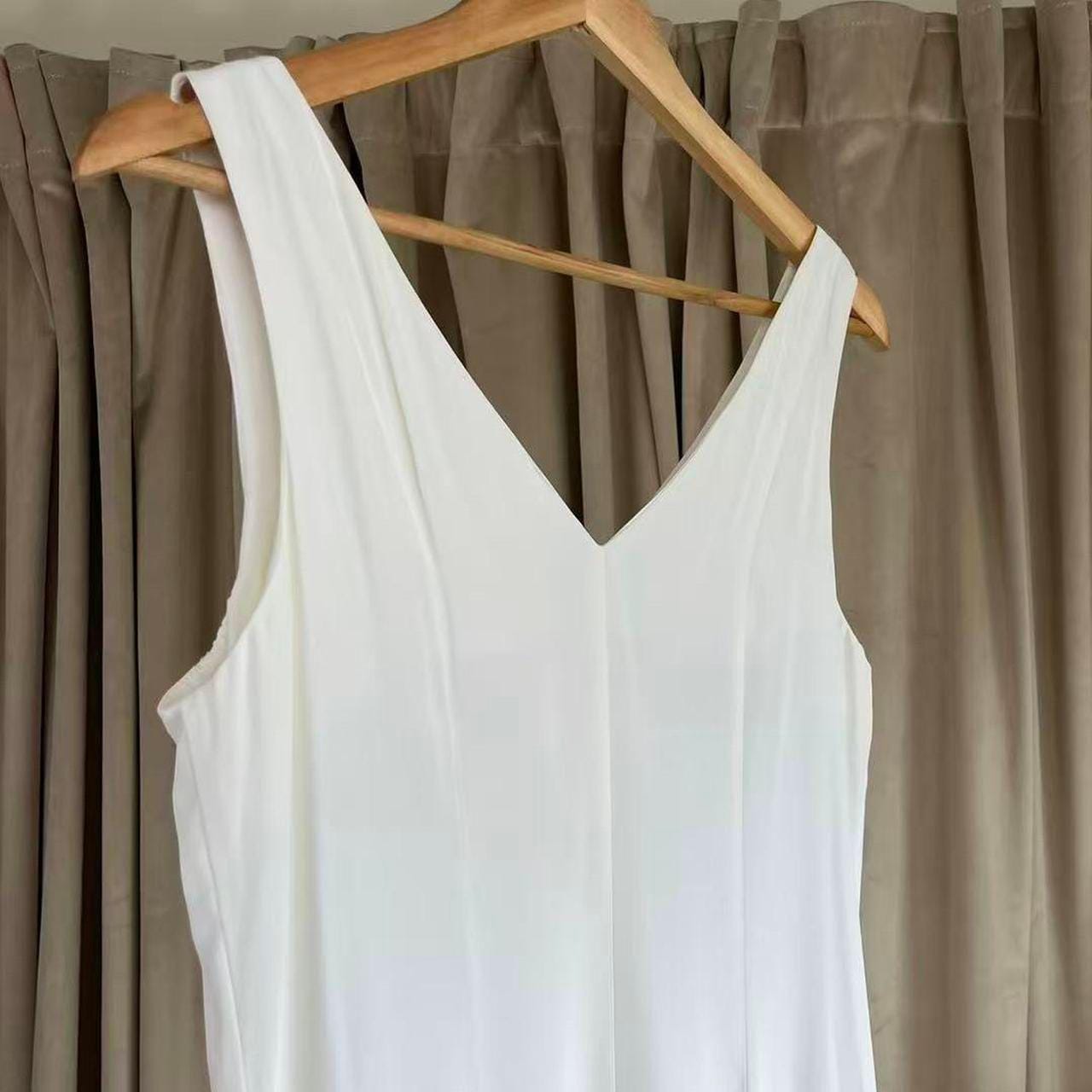 Vintage White Rayon Blend 70s White Dress with Button Front