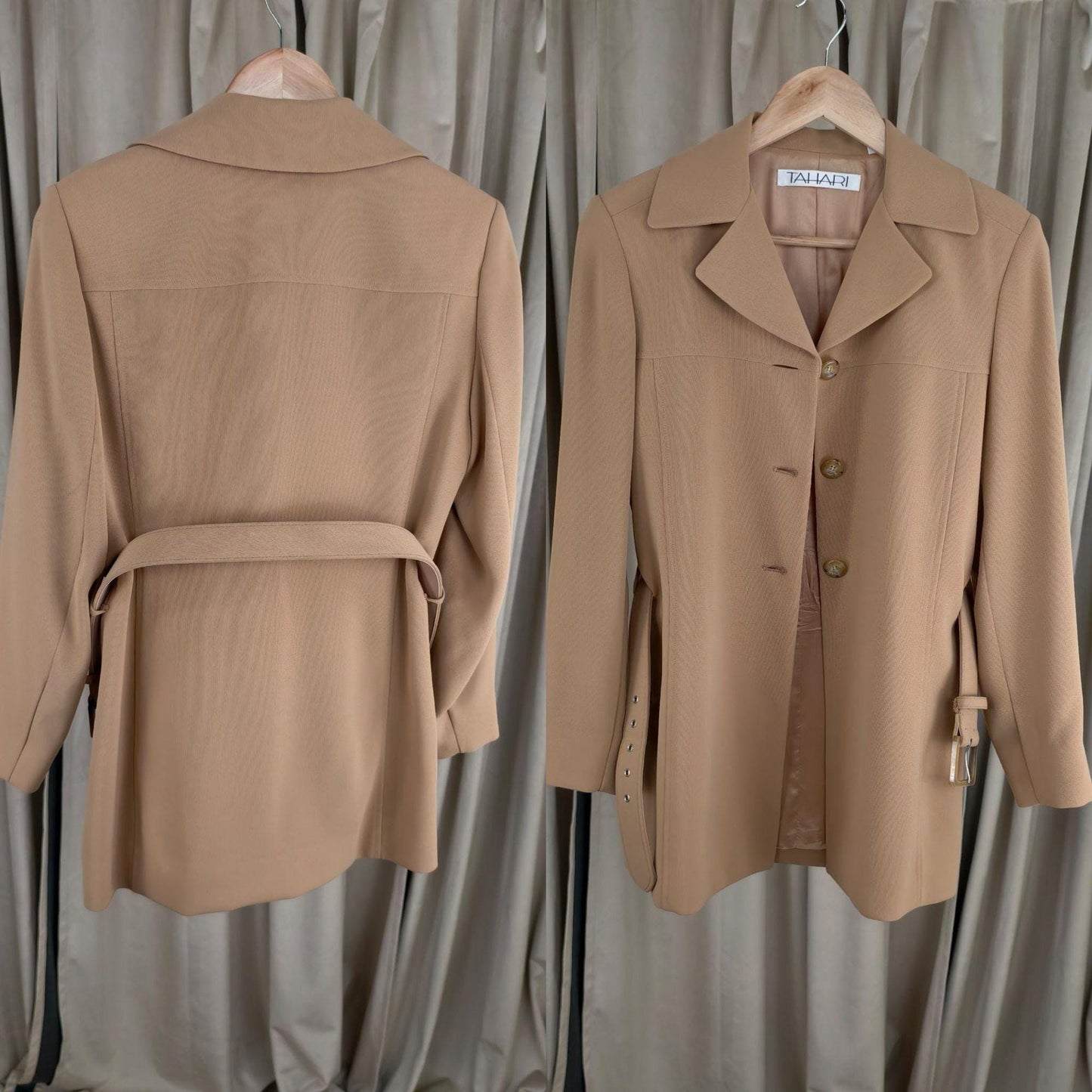 Vintage Tahari Tan Peach Skirt Suit with Belt