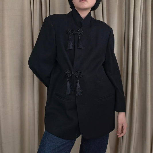 Reworked Vintage Wool Blazer Mandarin Tang Jacket