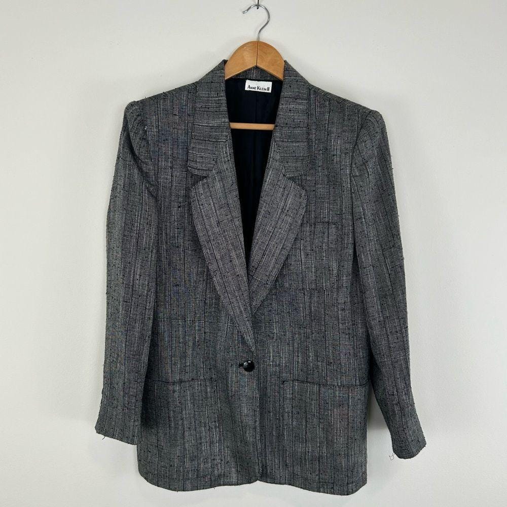 Vintage Anne Klein II Black and Grey Blazer