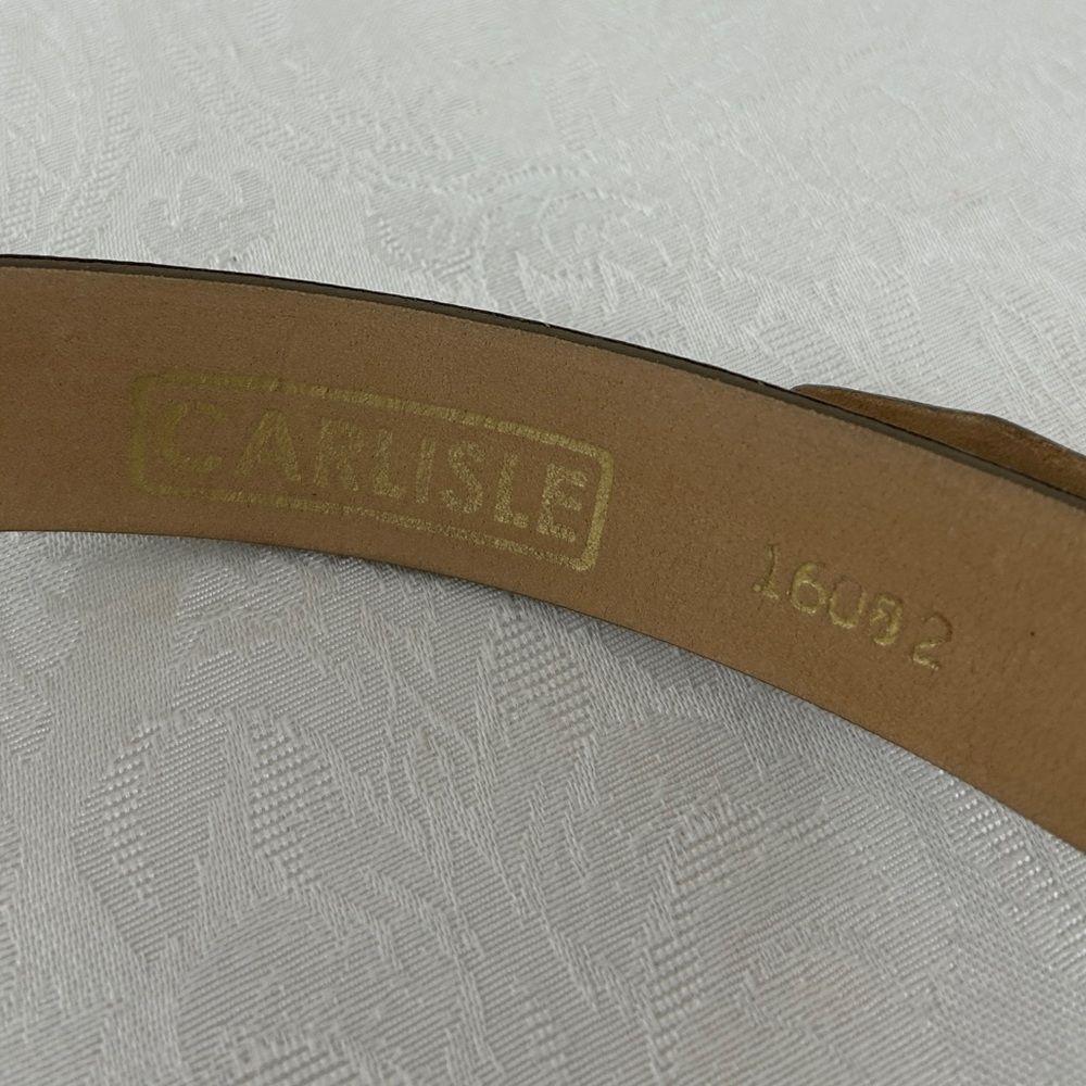 Vintage Carlisle Brown Green Snakeskin Belt with Gold Buckle