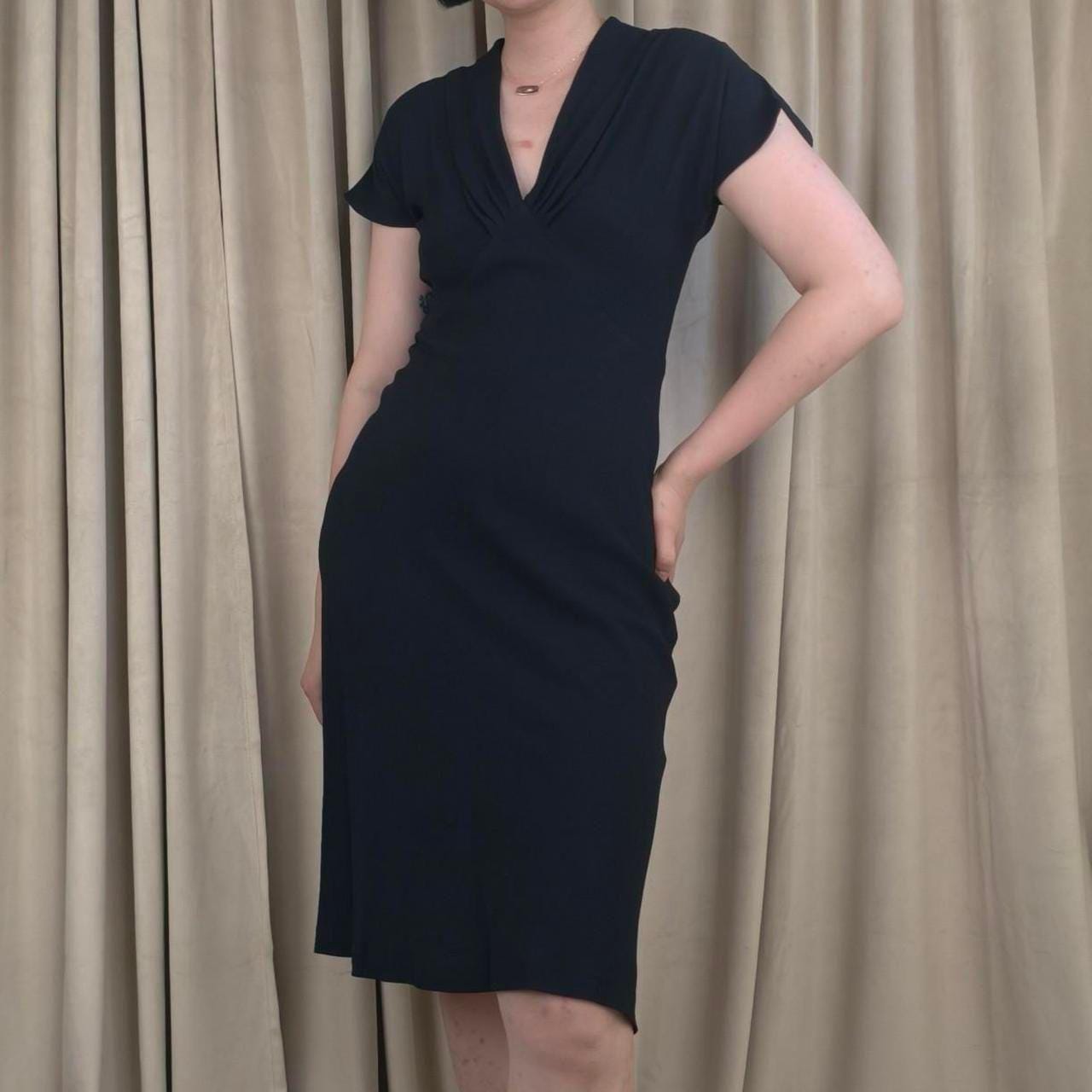 Vintage Polo Ralph Lauren V-Neck Black Midi Dress