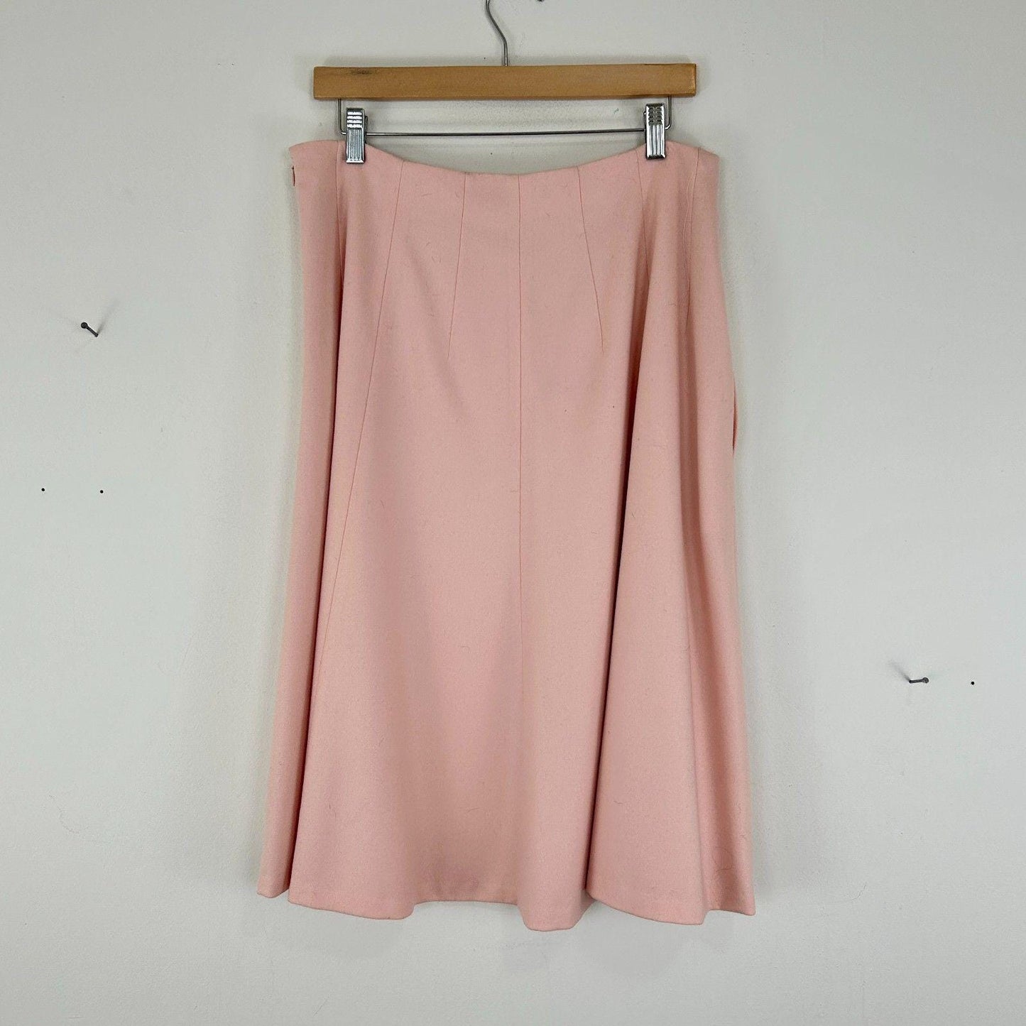 Vintage Ralph Lauren Light Pink Wool Midi A-Line Skirt