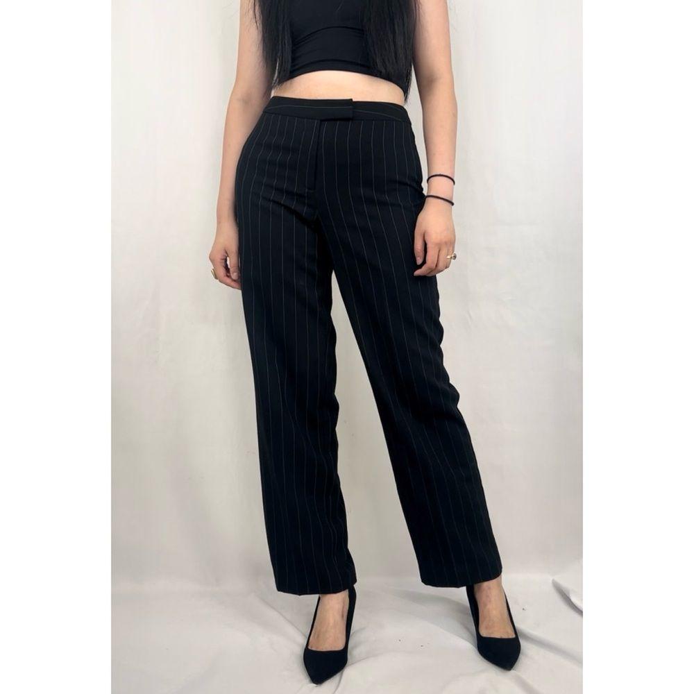 Vintage 90s Bob Mackie Black Pinstripe Formal Trousers Slacks