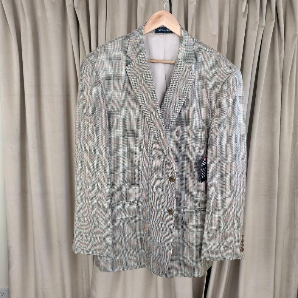 Vintage Classic Boyfriend Silk Blazer in Gray Plaid